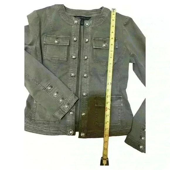 WHBM Gold Button Trim Military Jacket, Forever Olive Size 4 - Picture 10 of 11